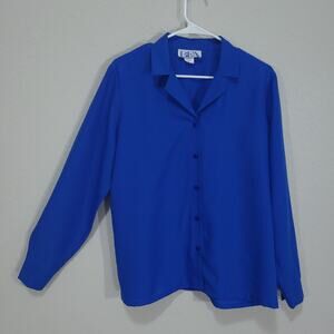 BFA Classics Blue Blouse Womens 12 Large Office Career Dressy Business Casual